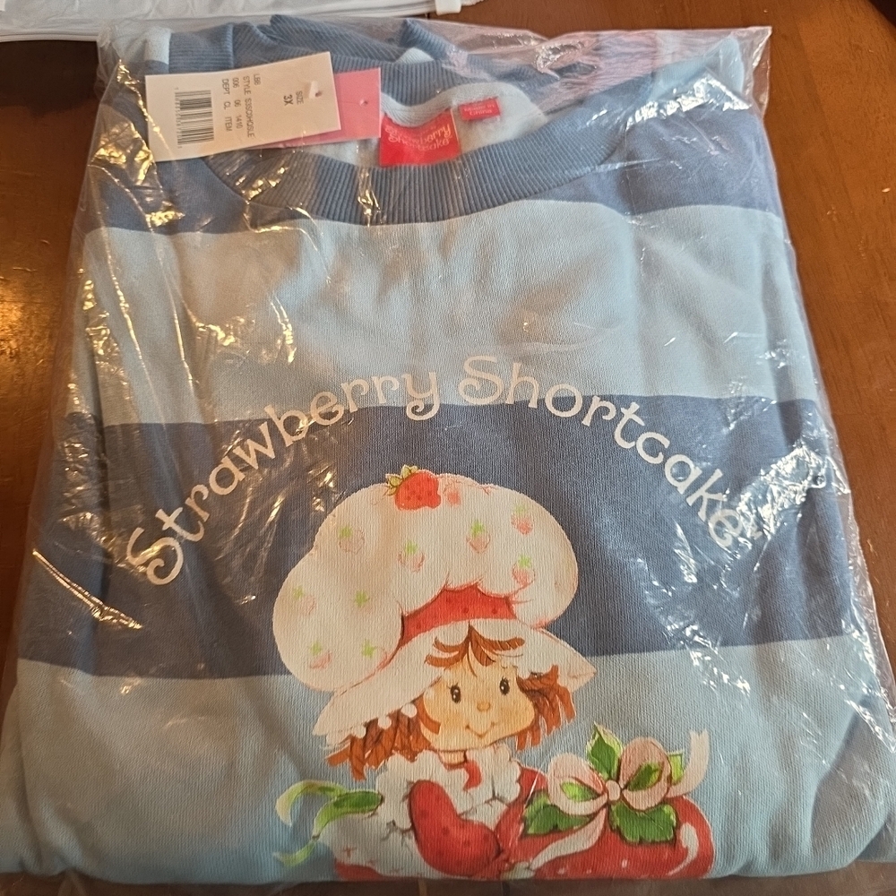 Strawberry Shortcake Blue Striped Crewneck Sweatshirt - Picture 3 of 3